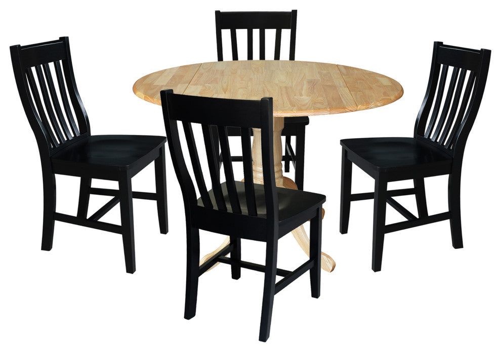 42 in. Dual Drop Leaf Table with 4 Slat Back Dining Chairs