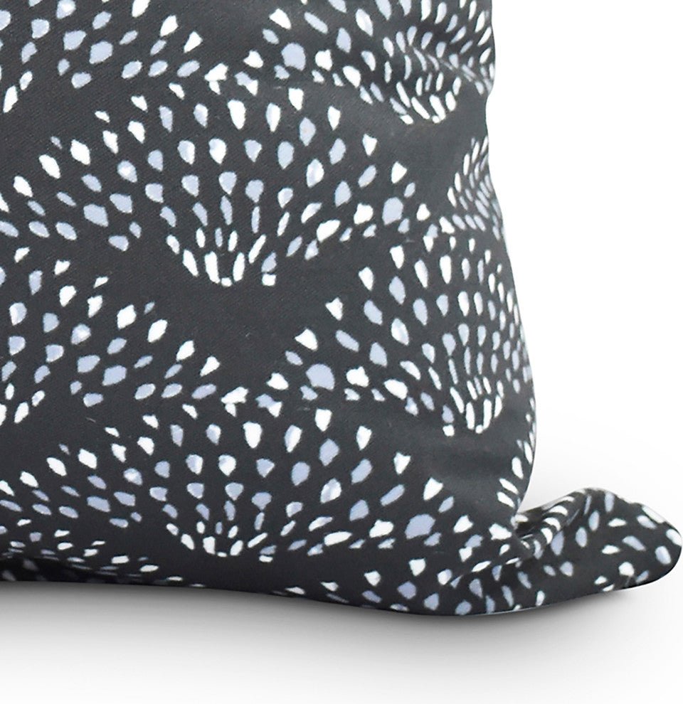 Fan Dance 26" Black Geometric Print Decorative Throw Pillow