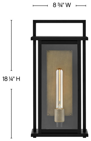 Hinkley Langston 18.25" Medium Outdoor Wall Mount Lantern Black+Burnished Bronze