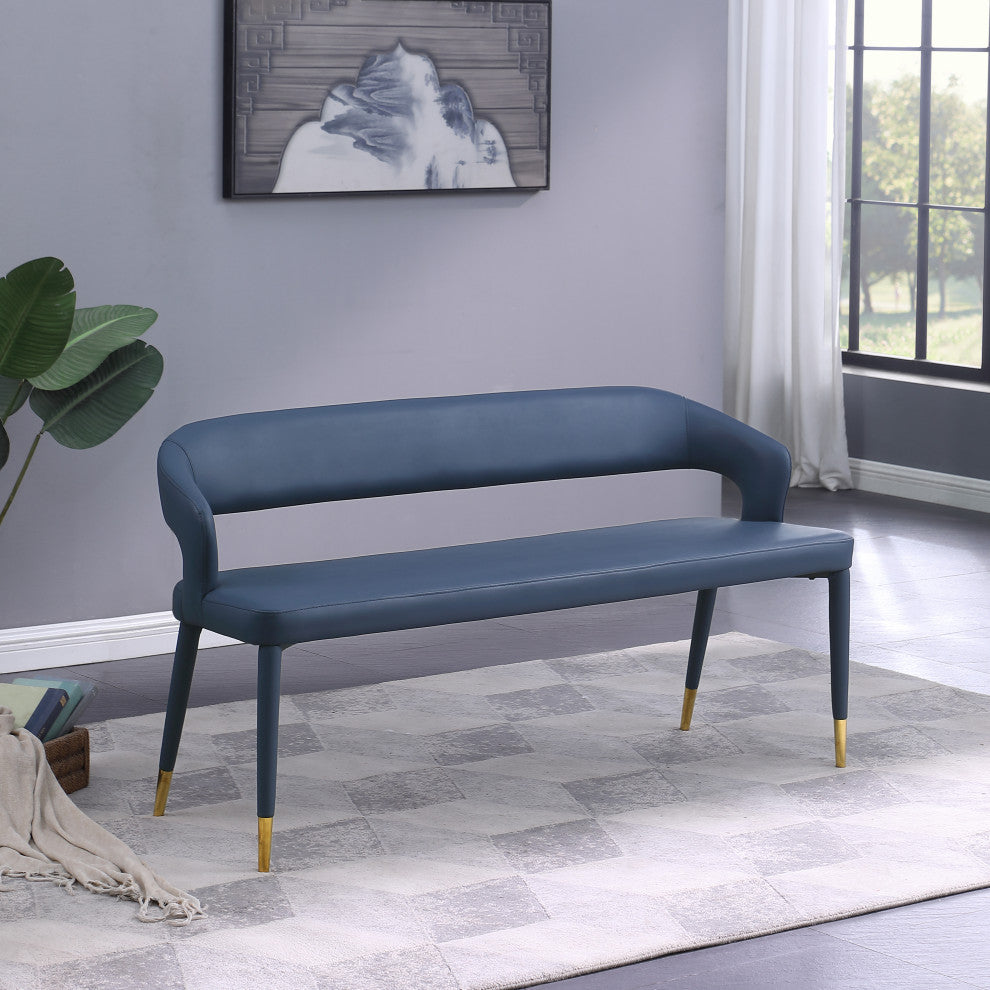 Destiny Upholstered Bench, Navy, Vegan Leather