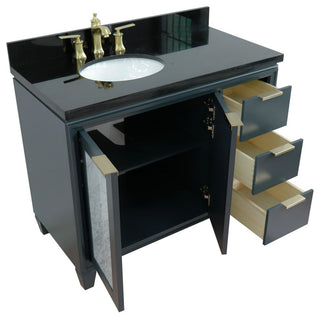 43" Single Vanity, Dark Gray Finish With Black Galaxy