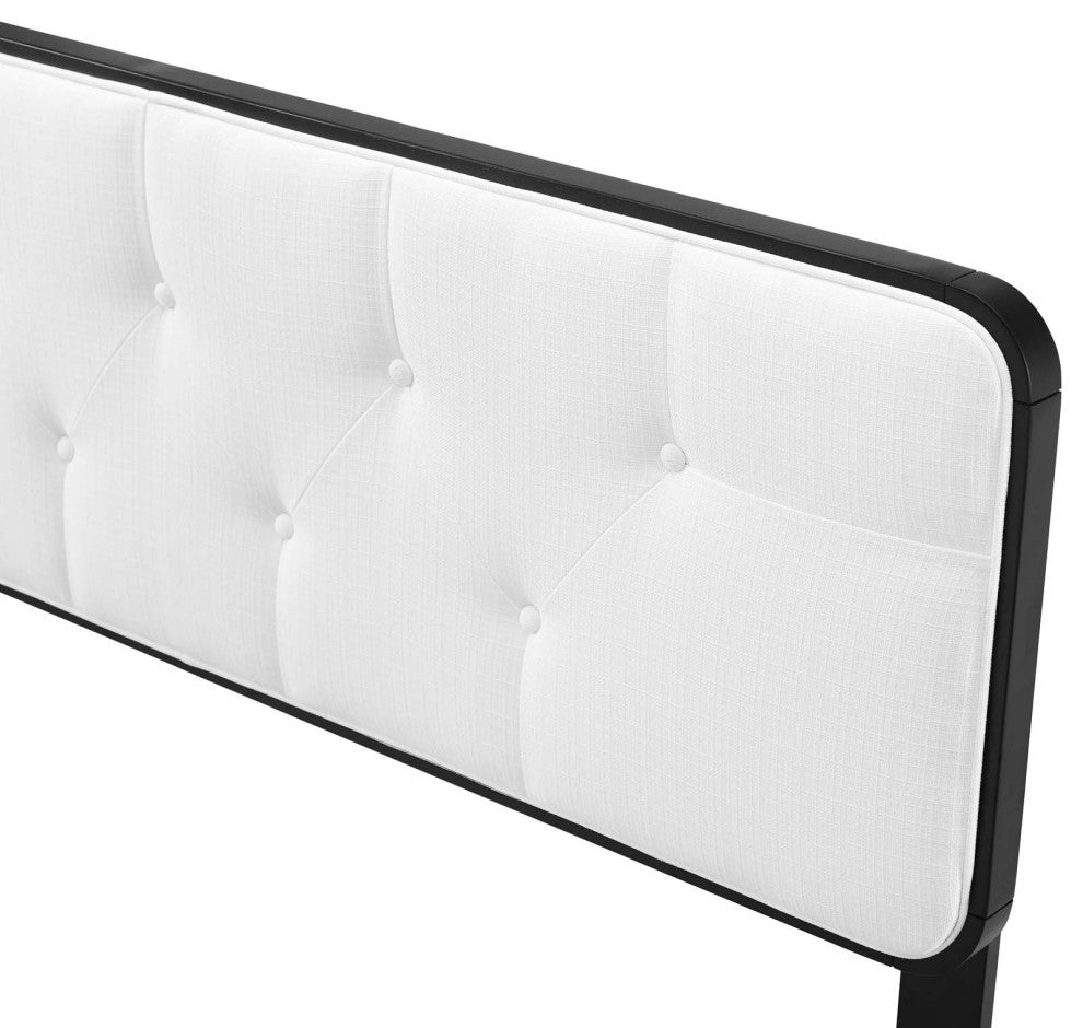 Tufted Headboard, Twin Size, Wood, Fabric, Black White, Modern Mid-Century