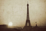 "Eiffel Tower and Setting Sun" Print on Wrapped Canvas