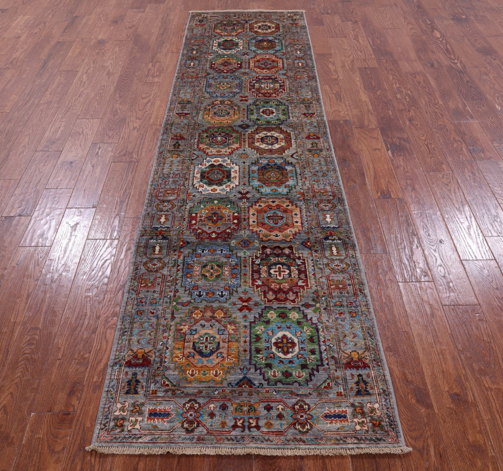 2' 8" X 10' 3" Runner Fine Turkmen Handmade Rug - Q12178