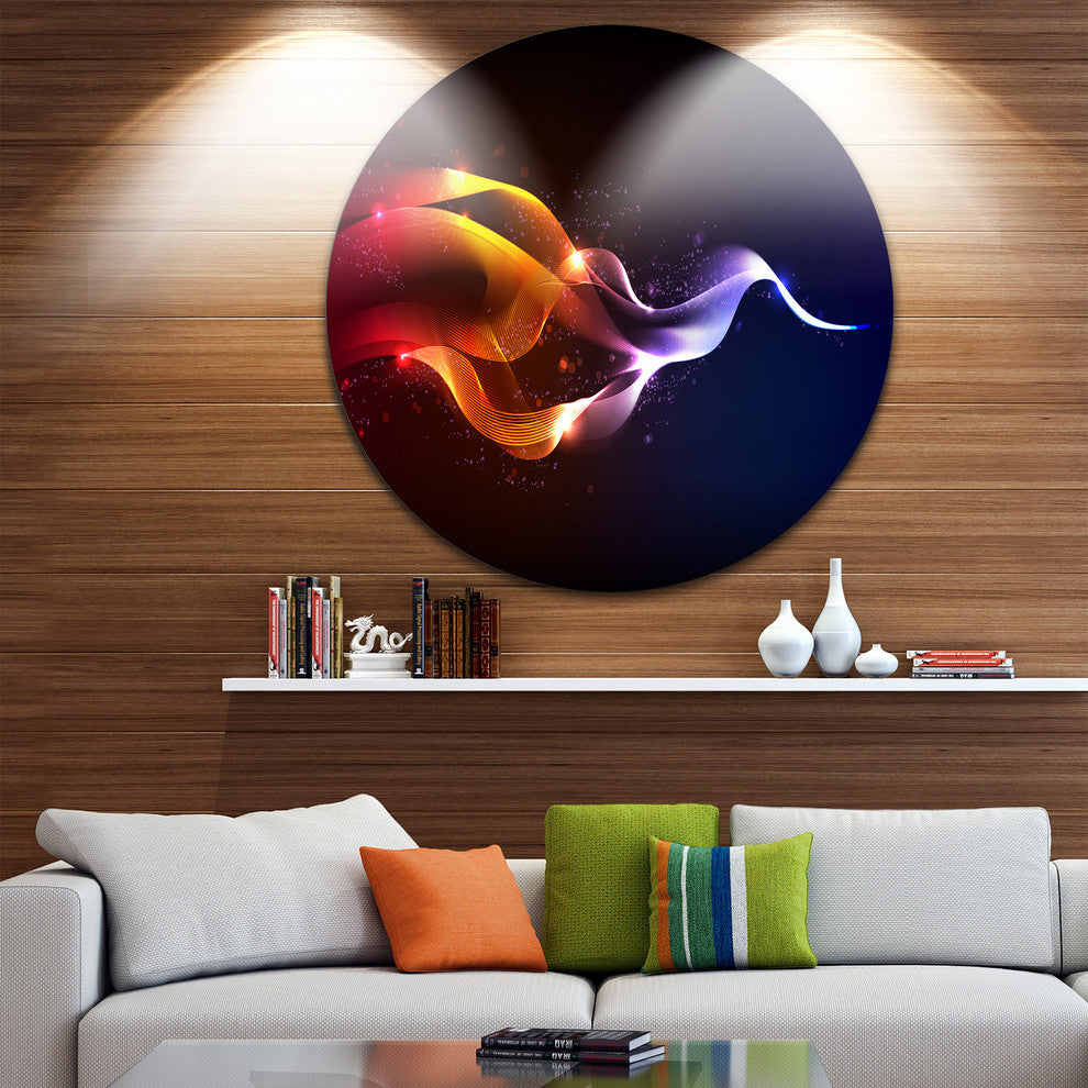 Abstract Vector Waves, Contemporary Large Disc Metal Wall Art, 11"
