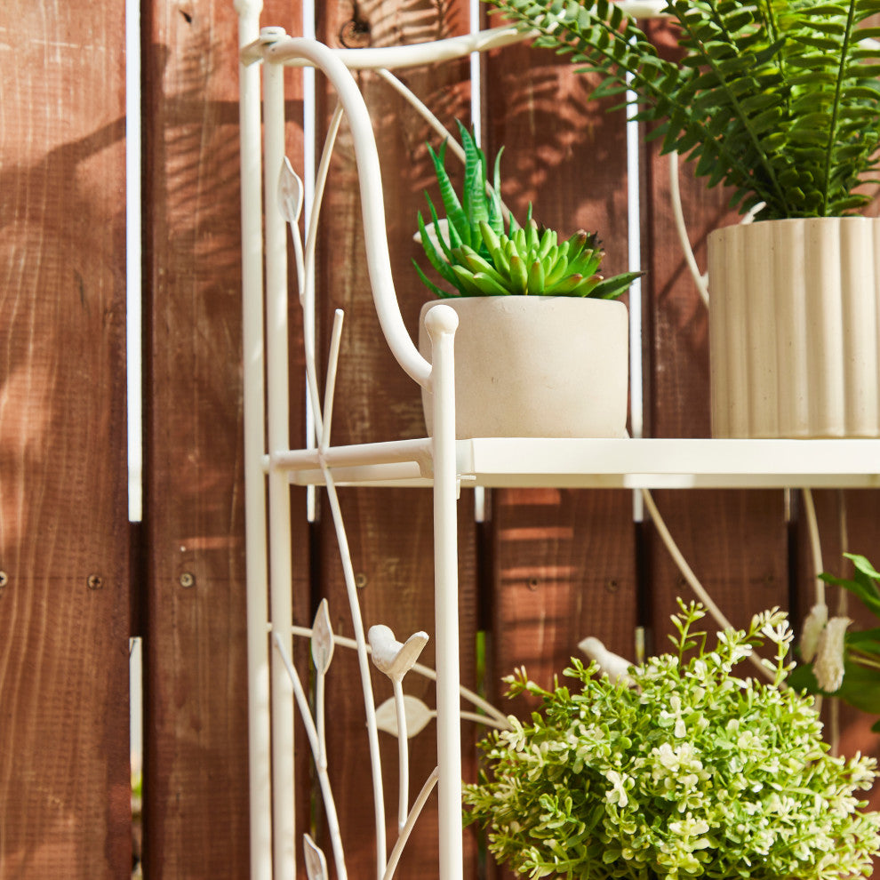 52"H 4-Tiered Metal Shelf Plant Stand, White
