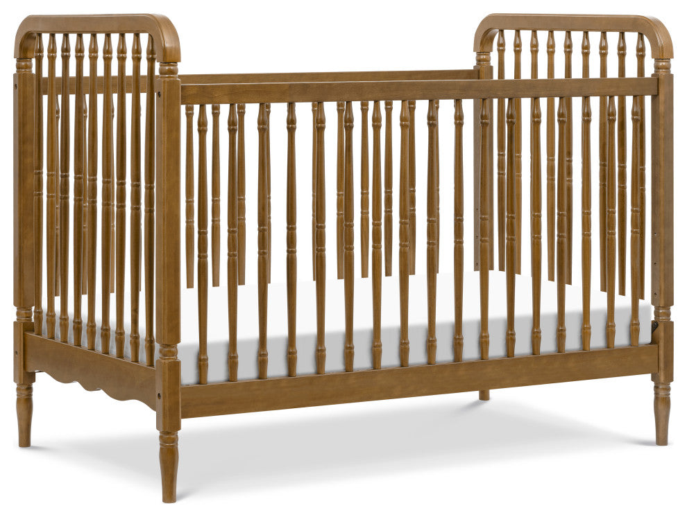 Liberty 3-in-1 Convertible Spindle Crib With Toddler Bed Conversion Kit, Natural Walnut