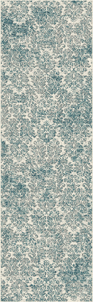 Provence 8609 Ivory, Blue Damask Rug, 7''10"X 11''2"