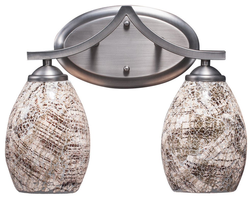 Zilo 2 Light Bath Bar, Graphite, 5" Natural Fusion Glass