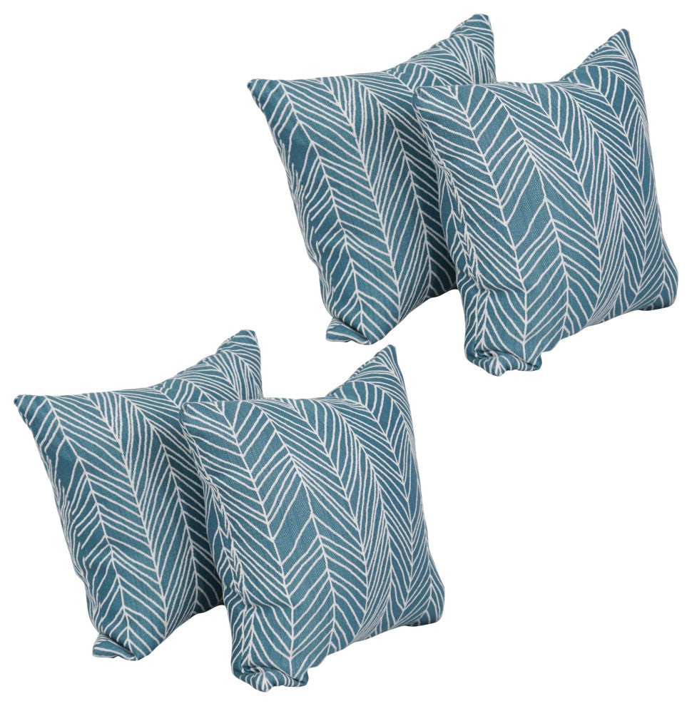 17" Jacquard Throw Pillows With Inserts, Set of 4, Demeter Caspia