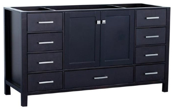 Ariel Cambridge 60" Base Cabinet, Espresso, Single Sink Base Cabinet