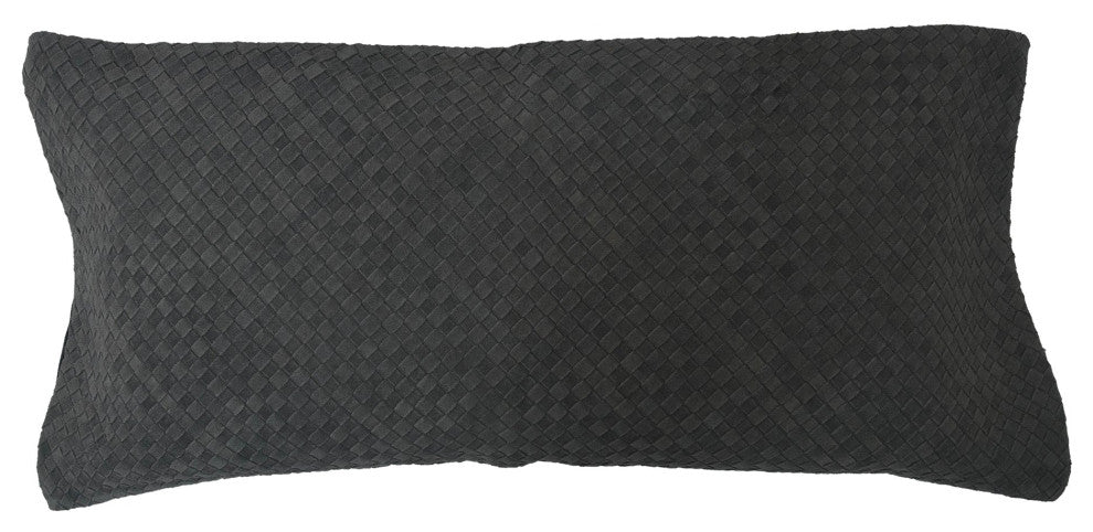 Woven Suede Lumbar Pillow, 14" x 30", Black