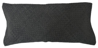 Woven Suede Lumbar Pillow, 14" x 30", Black