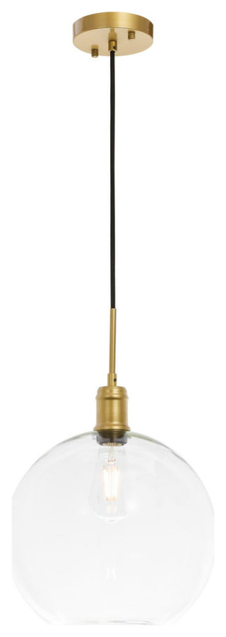 Living District Emett 1-Light Metal Pendant in Brass and Clear Glass
