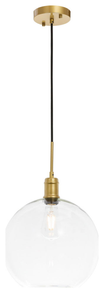 Living District Emett 1-Light Metal Pendant in Brass and Clear Glass