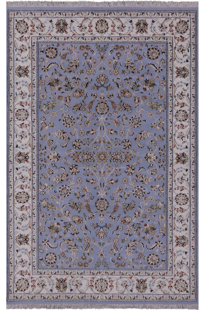 5' 1" X 8' 0" Wool & Silk Handmade Persian Nain Rug - Q14760