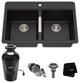 33" Drop-in Undermount Granite Kitchen Sink With Garbage Disposal