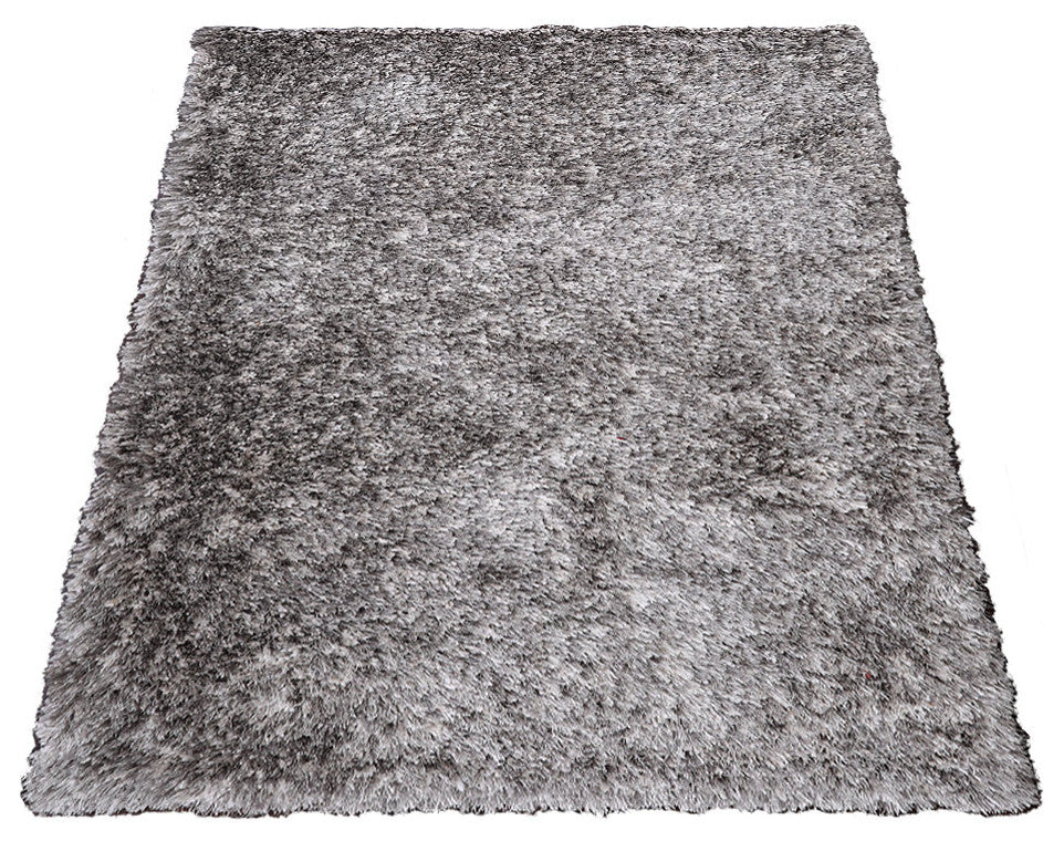 HAND TUFTED SHAG POLYESTER ECO-FRIENDLY AREA RUGS -Gray White Color,Solid Design