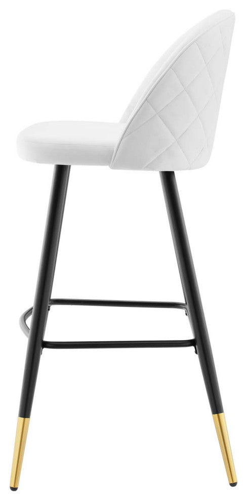 Bar Stool Chair Barstool, Set of 2, Velvet, Metal, White, Modern, Bar Pub Bistro
