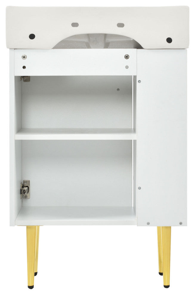 TATEUS 21.6 inch Single Ceramic Vessel Sink Bathroom Storage Cabinet, Left Side Storge
