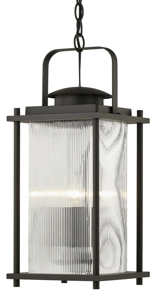 James Bay 3 Light Hanger - Bronze Finish - Clear Ribbed Glass