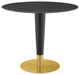 Zinque 36" Artificial Marble Dining Table, Gold Black