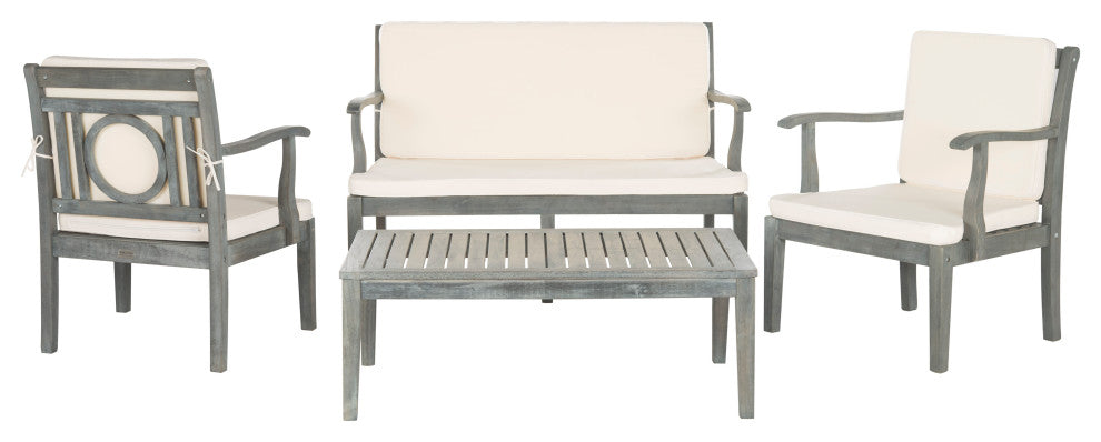 Safavieh Montclair 4-Piece Indoor-Outdoor Living Set, Ash Grey