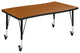 Mobile 28"x47.5" Wave Laminate Activity Table, Adjustable Short Legs, Oak