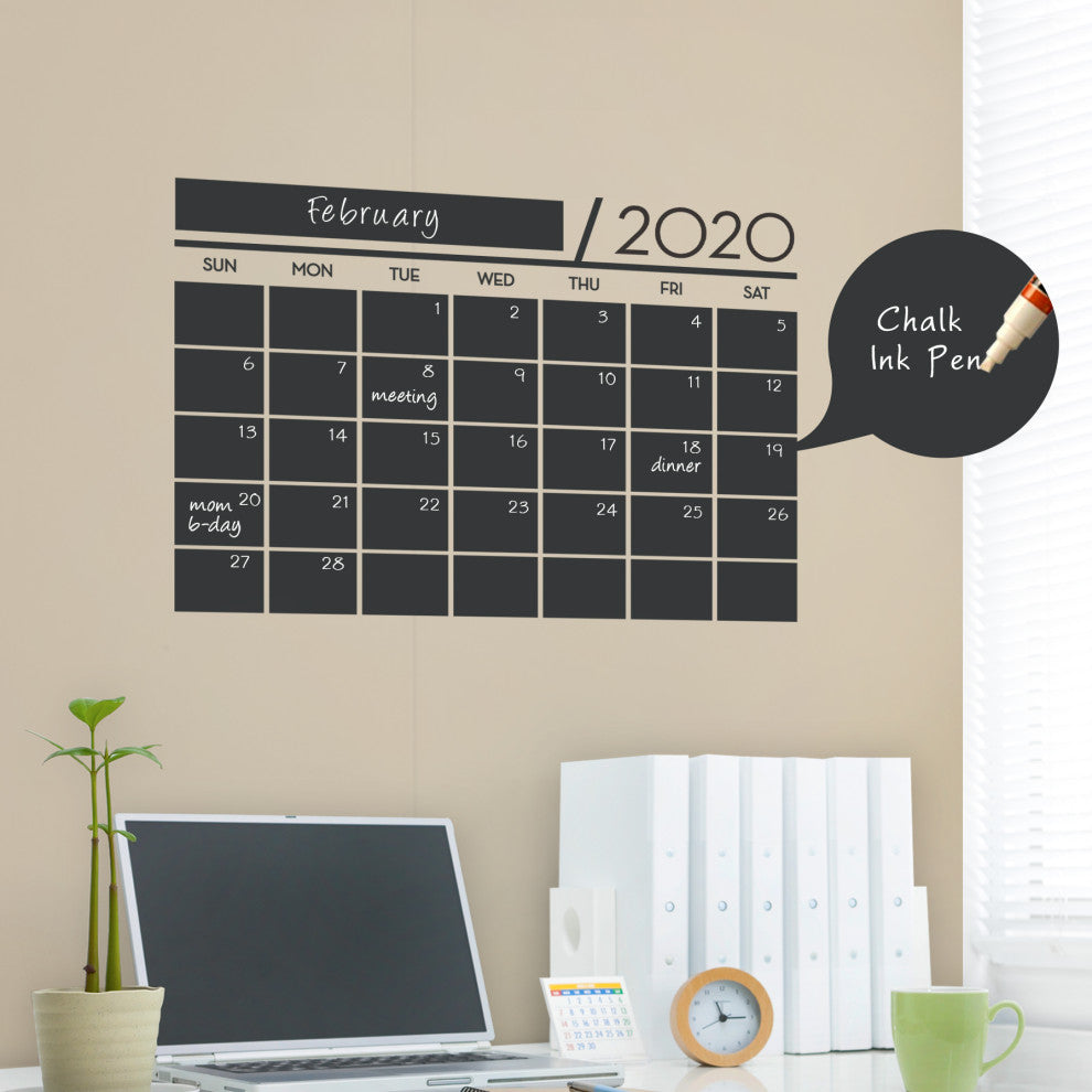 Chalkboard Calendar, 2020 Wall Decal