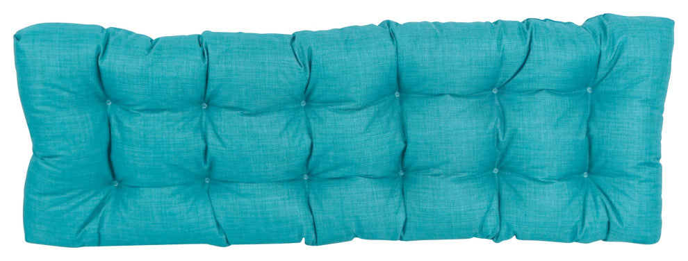 55"x19" Tufted Solid Outdoor Spun Polyester Loveseat Cushion Blue