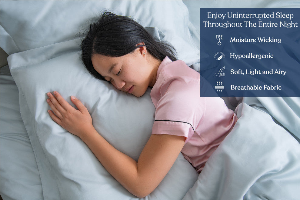 Delara GOTS 100% Organic Cotton Pillowcase Set of 2 400TC, Light Blue, King, 21"x36"