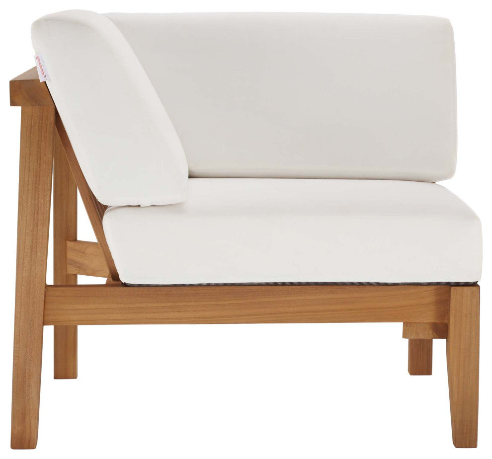 Sofa Corner Chair, Wood, Brown Natural White, Modern, Outdoor Patio Cafe Bistro