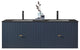 BARCELONA Wall Mount Modern Bathroom Vanity, Dark Blue, 60", Black Countertop