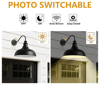 Unique Gooseneck Outdoor Barn Light Dusk to Dawn Wall Sconce