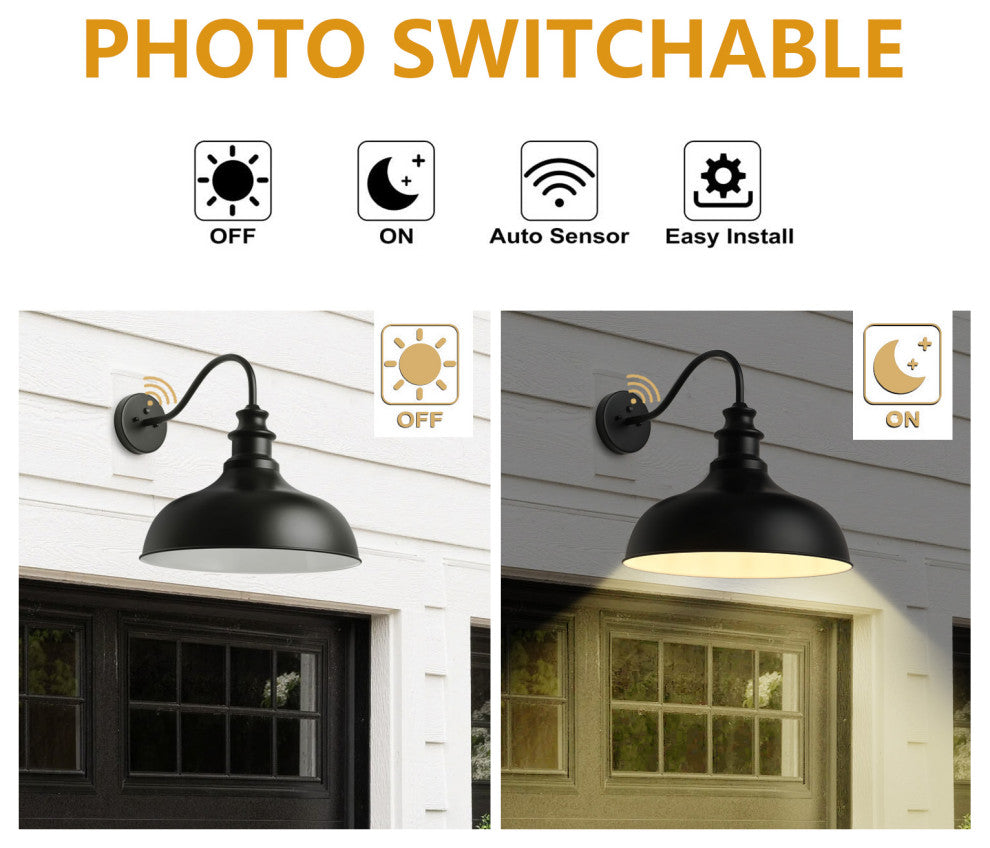 Unique Gooseneck Outdoor Barn Light Dusk to Dawn Wall Sconce