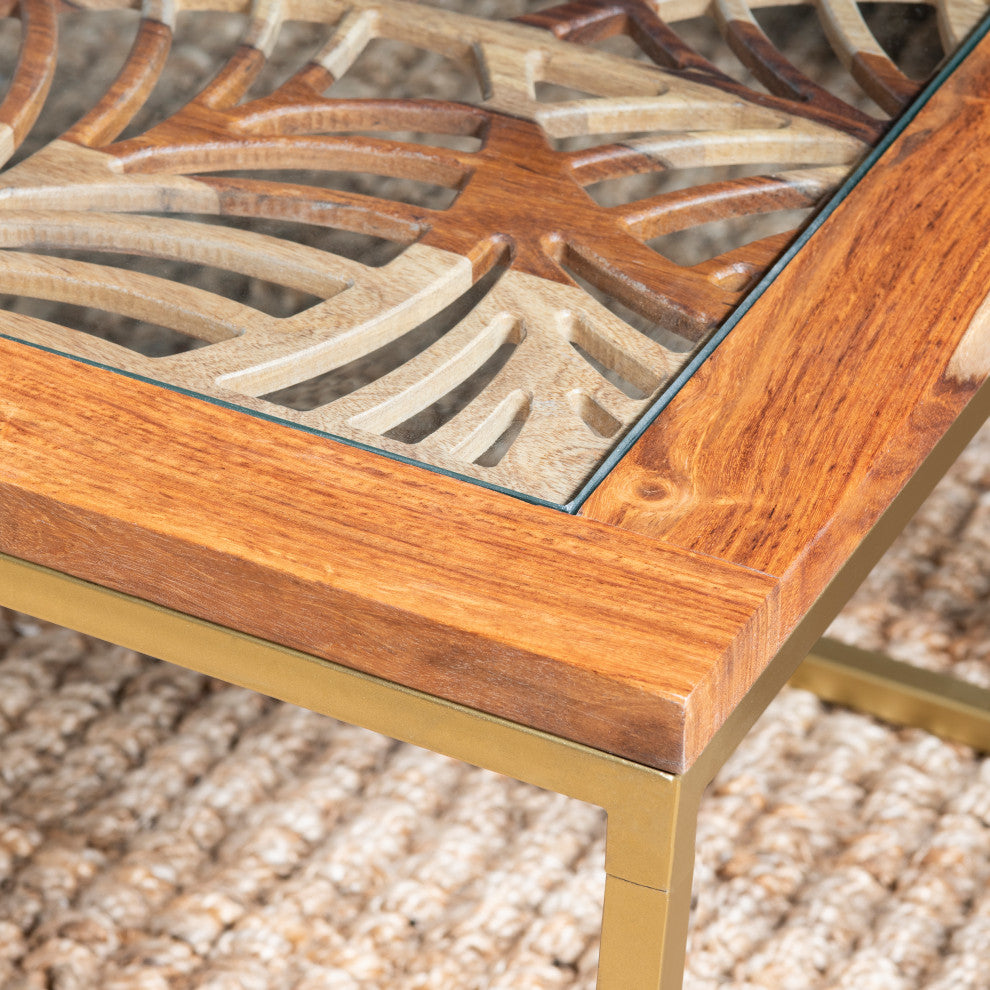 Adagio Laser Cut Leaf Pattern Coffee Table