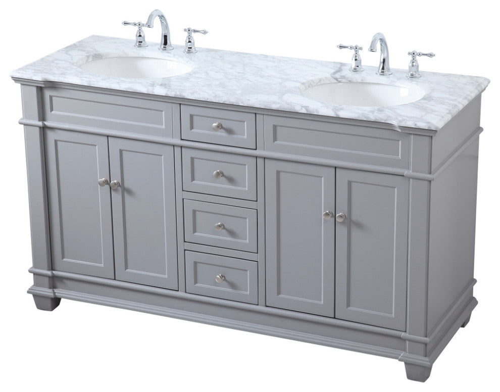 Home Living 60" Double Bathroom Vanity Set, Gray