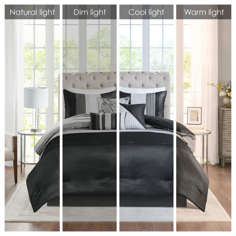 Madison Park Amherst 7 Piece Comforter Set, Black