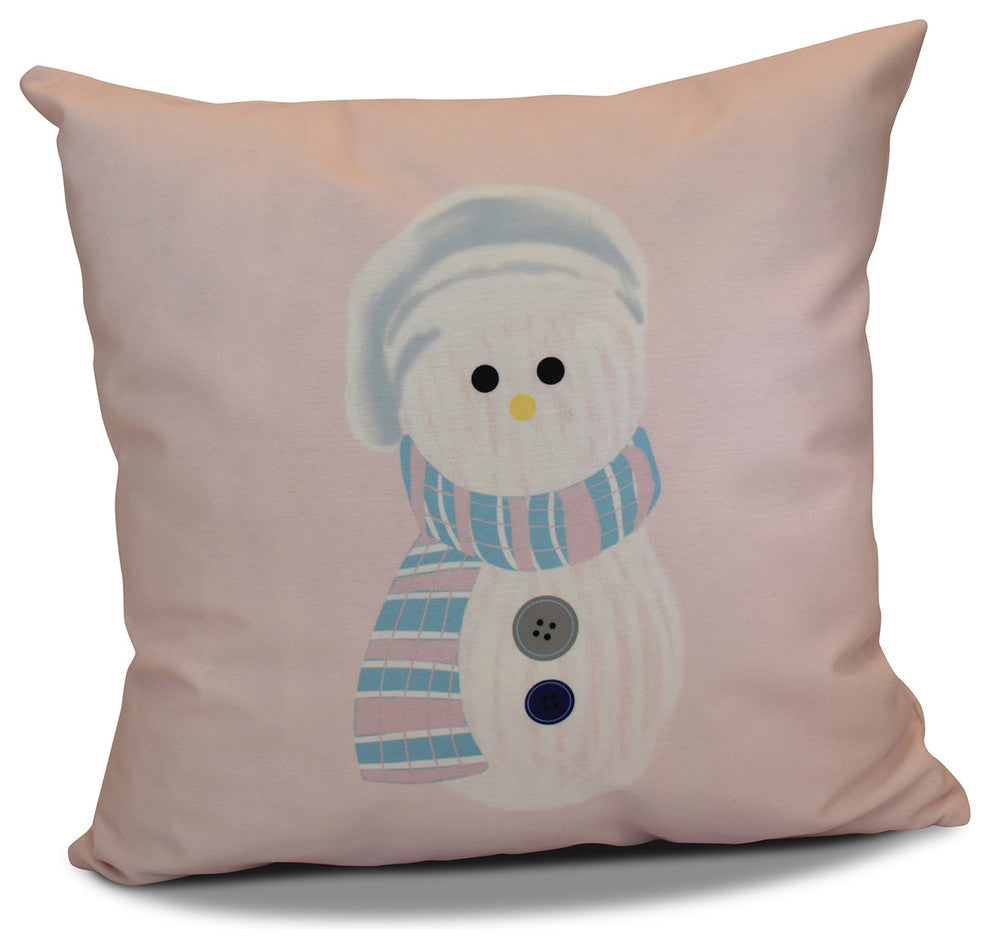 Sock Snowman Pillow, Pale Pink, 16"x16"