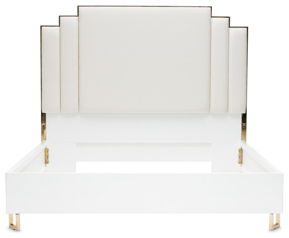 Palm Gate Queen Upholstered Bed, Cloud White