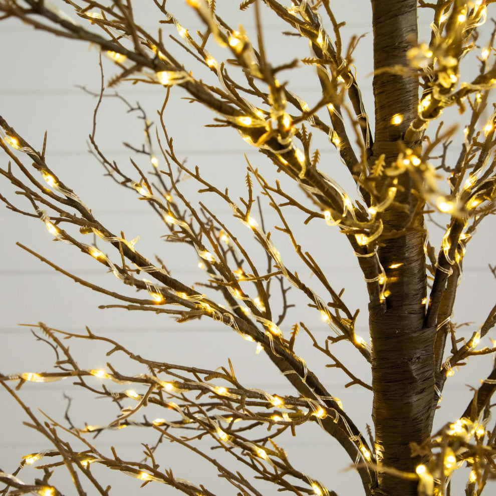 Pre-Lit Artificial Twig Tree With Warm White LED Lights, 6'