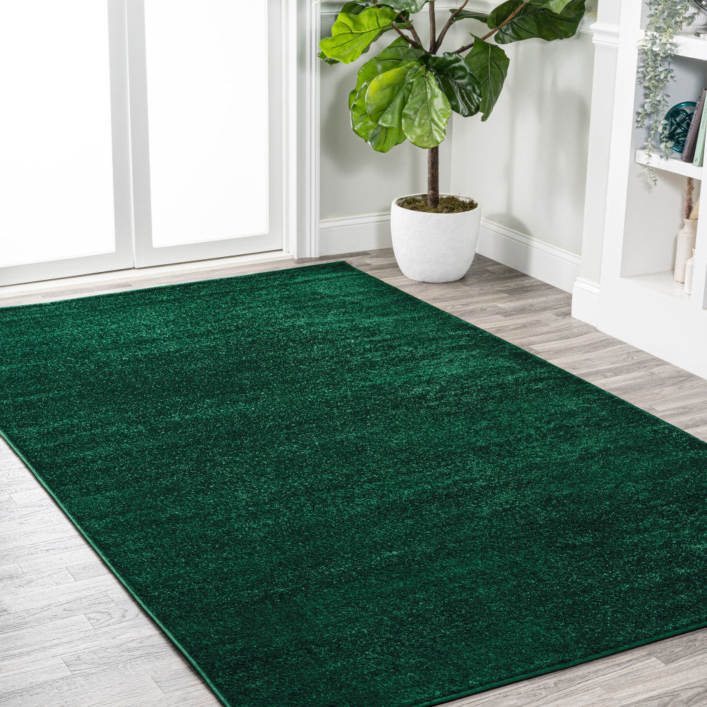 Haze Solid Low-Pile Emerald 12 ft. x 15 ft. Area Rug