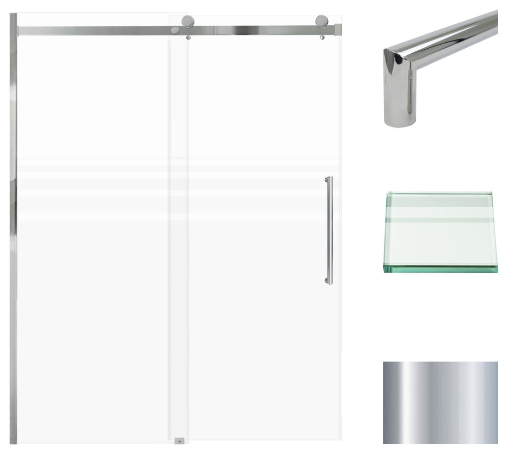 Madeline 60"x76" Frameless Shower Door with Fixed Panel in Polished Chrome
