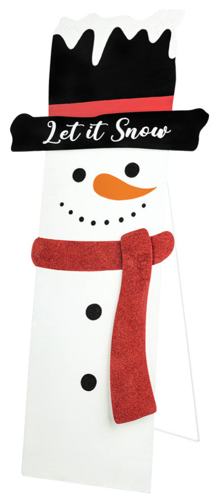36"H Metal Glittered Snowman Porch Decor