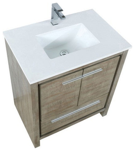 Lafarre Contemporary 30" Rustic Acacia Bathroom Vanity, Monte Chrome Faucet