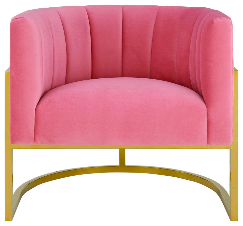 Magnolia Rose Pink Velvet Chair