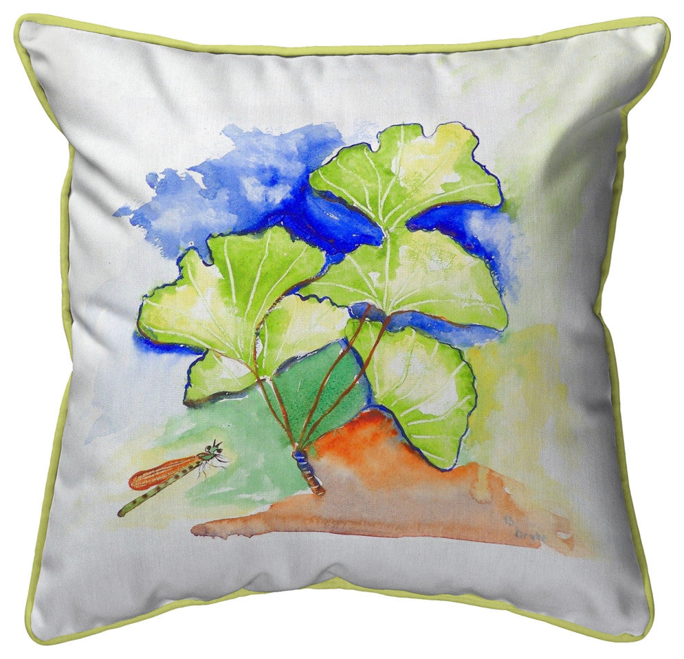 Betsy Drake Ginko Leaves Large Indoor/Outdoor Pillow 18x18