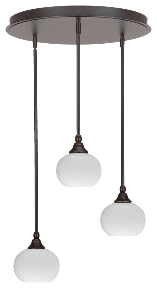 Empire 3-Light Cluster Pendalier, Dark Granite/White Muslin