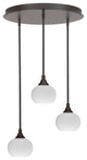 Empire 3-Light Cluster Pendalier, Dark Granite/White Muslin
