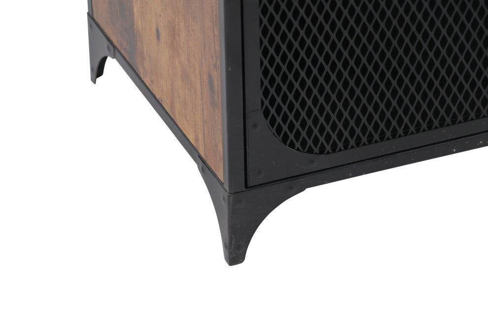 Rustic 2-Door Cabinet With Mesh Doors